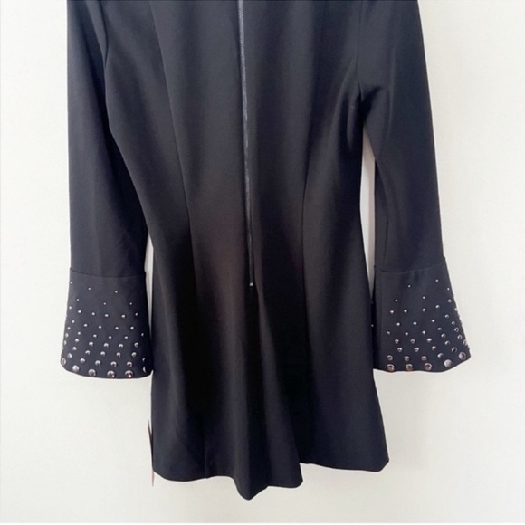 RACHEL Rachel Roy Black Deep V-Neck Embellished Bell Sleeve Dress Size 10 NEW - Picture 10 of 13